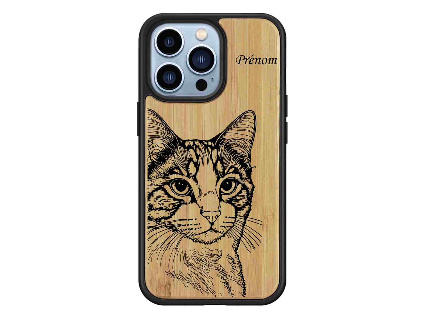 Coques en bois chat Iphone