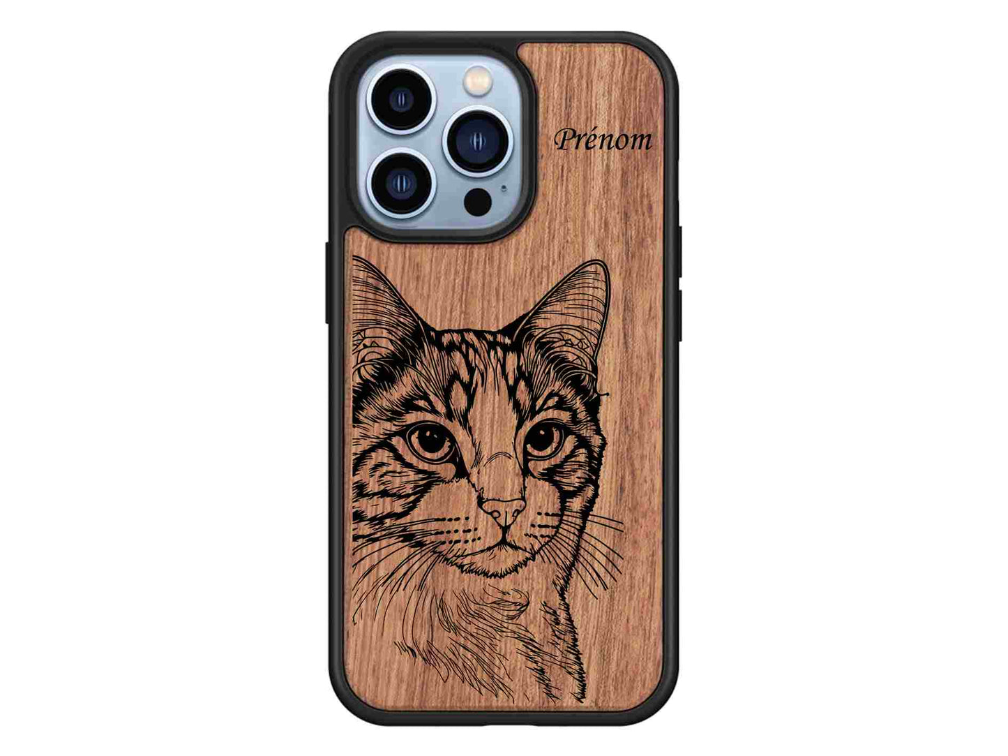 Coques en bois chat Iphone