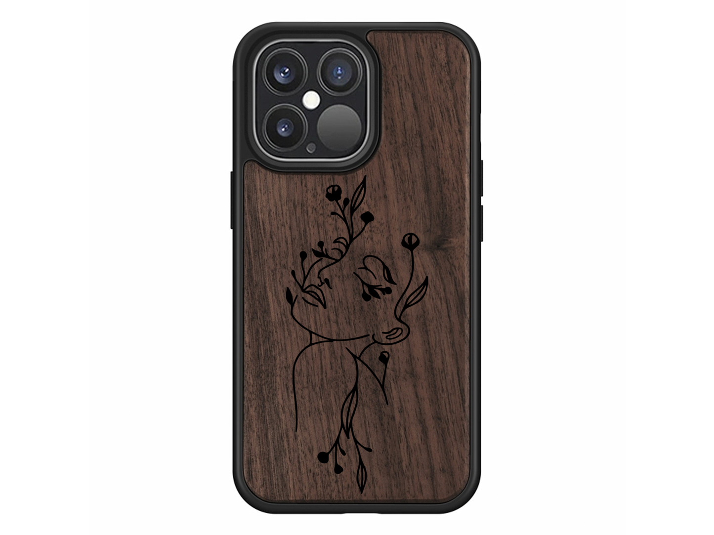 Coques en bois femme fleur iphone